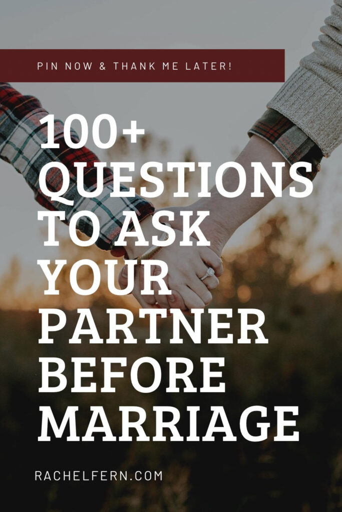 100+ Questions to ask your partner before marriage with couple holding hands as background